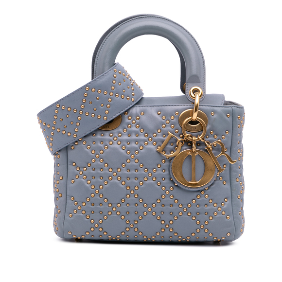 Pre-Loved Dior Small Lambskin Cannage Studded Supple Lady Dior - Picture 1 of 12